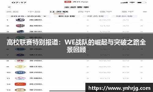 高校联赛特别报道：WE战队的崛起与突破之路全景回顾