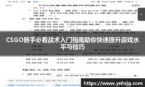 CSGO新手必看战术入门指南助你快速提升游戏水平与技巧